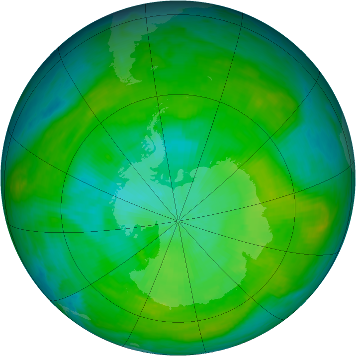 Antarctic ozone map for 04 February 1980
